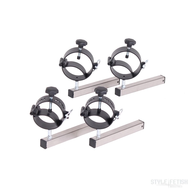 Metal hand and foot restraints, adjustable for system furniture